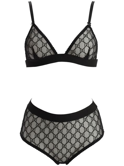 gucci panty set|Black GG Tulle Lingerie Set .